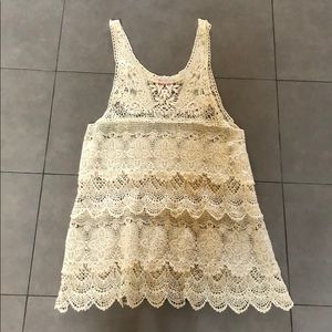 Cream knit cover up crochet